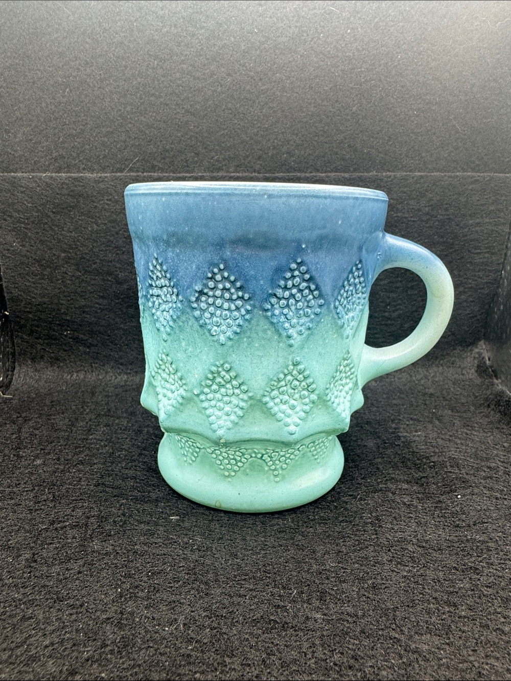 Vintage Anchor Hocking Blue-Green Textured Coffee Mug